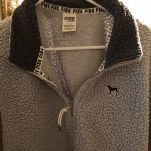 Pink Victoria secret Sherpa 3/4 zip sweater